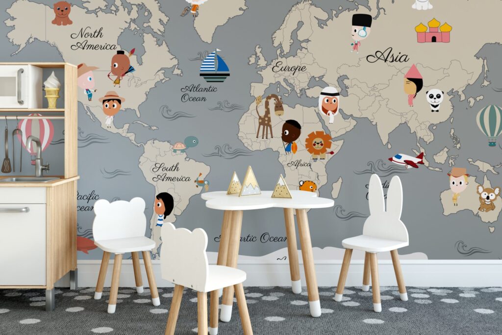 Tapet harta lumii copii diversitate